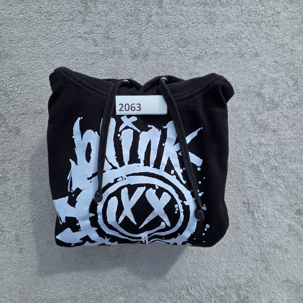 Blink 182 Hoodie Mens Medium Black Smiley Face Self Titled Sweatshirt Punk Skate - Picture 8 of 8